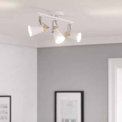 Lámpara de Techo Orientable Metal y Madera 3 Focos Mara