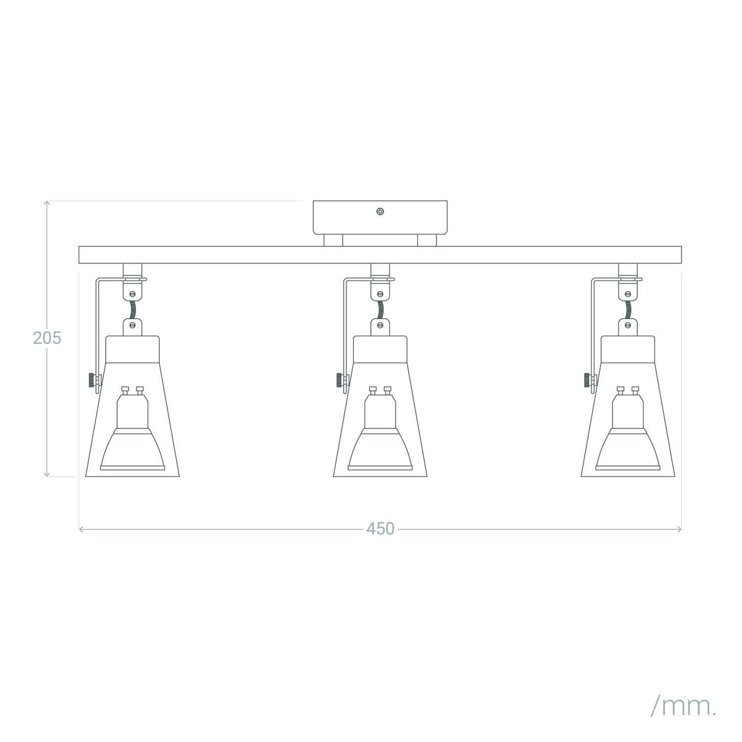 Lámpara de Techo Orientable Metal y Madera 3 Focos Mara