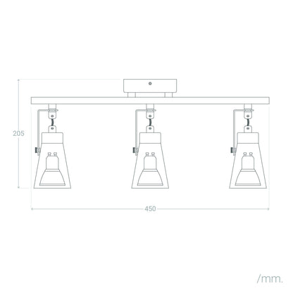 Lámpara de Techo Orientable Metal y Madera 3 Focos Mara