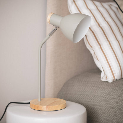 Lámpara Flexo Escritorio Aluminio y Madera Luxo