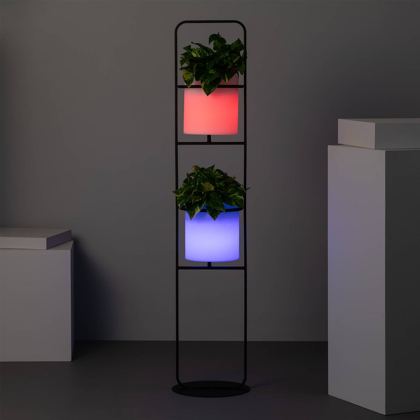 Lámpara de Pie Exterior de Metal LED 5W RGB Macetero Ø30 cm Recargable IP65