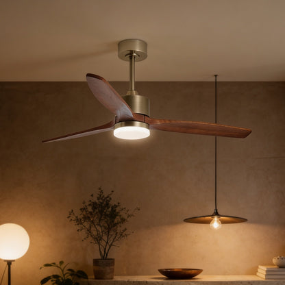 Ventilador de Techo LED MADEIRA Blanco | Blanco/Madera oscura | Negro/Madera natural | Cuero/Madera Ø132cm