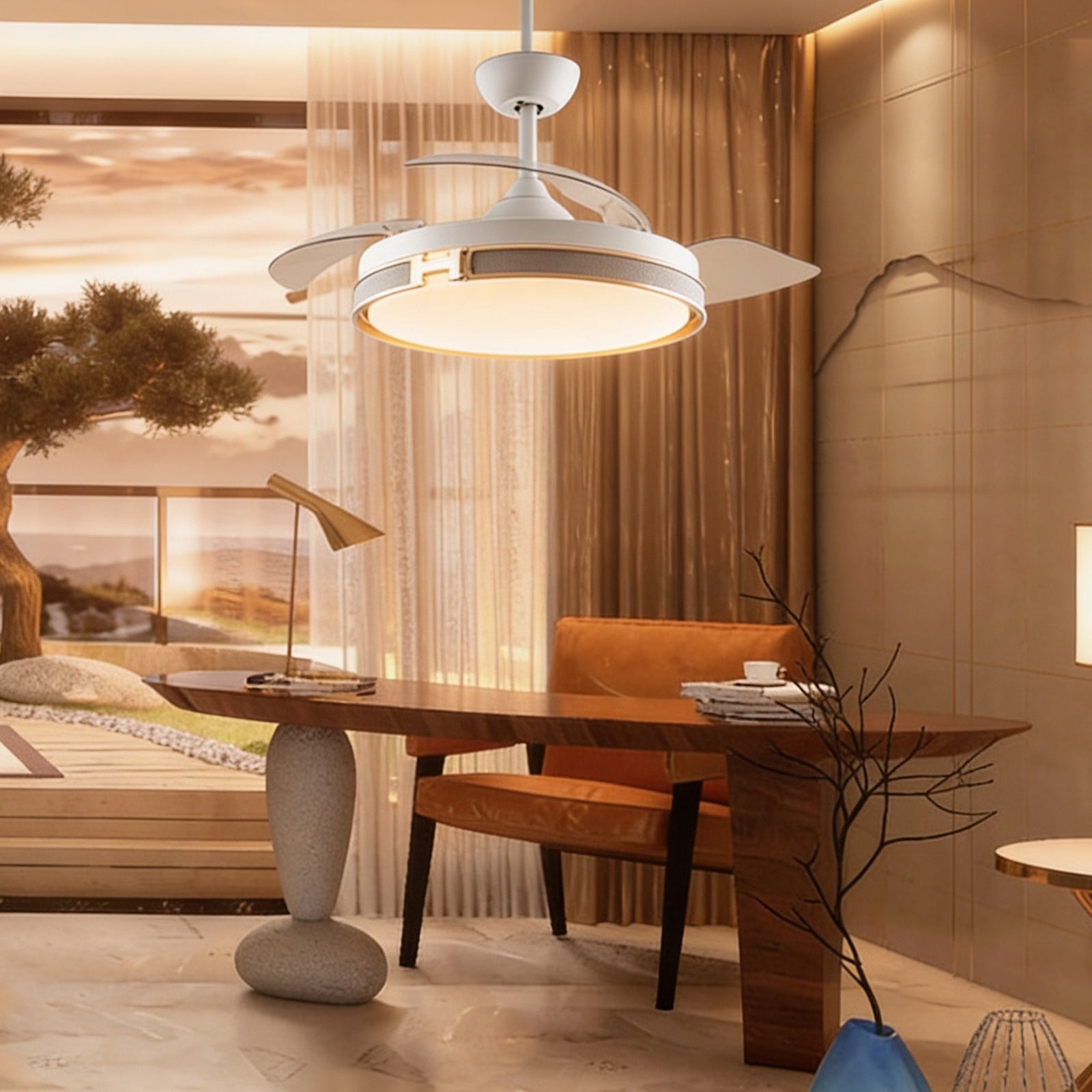 Ventilador de Techo LED HERON Blanco/Oro | Negro/Oro Ø106cm