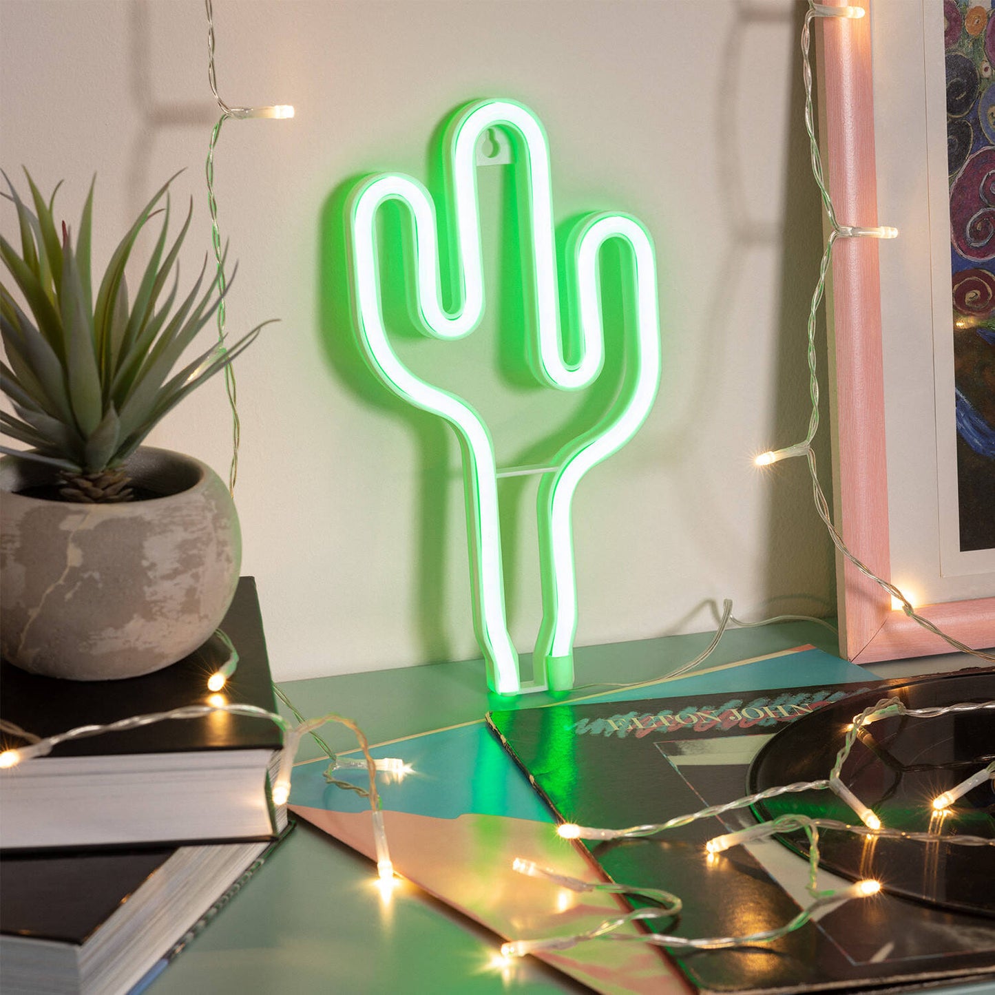 Neón LED Cactus con Batería