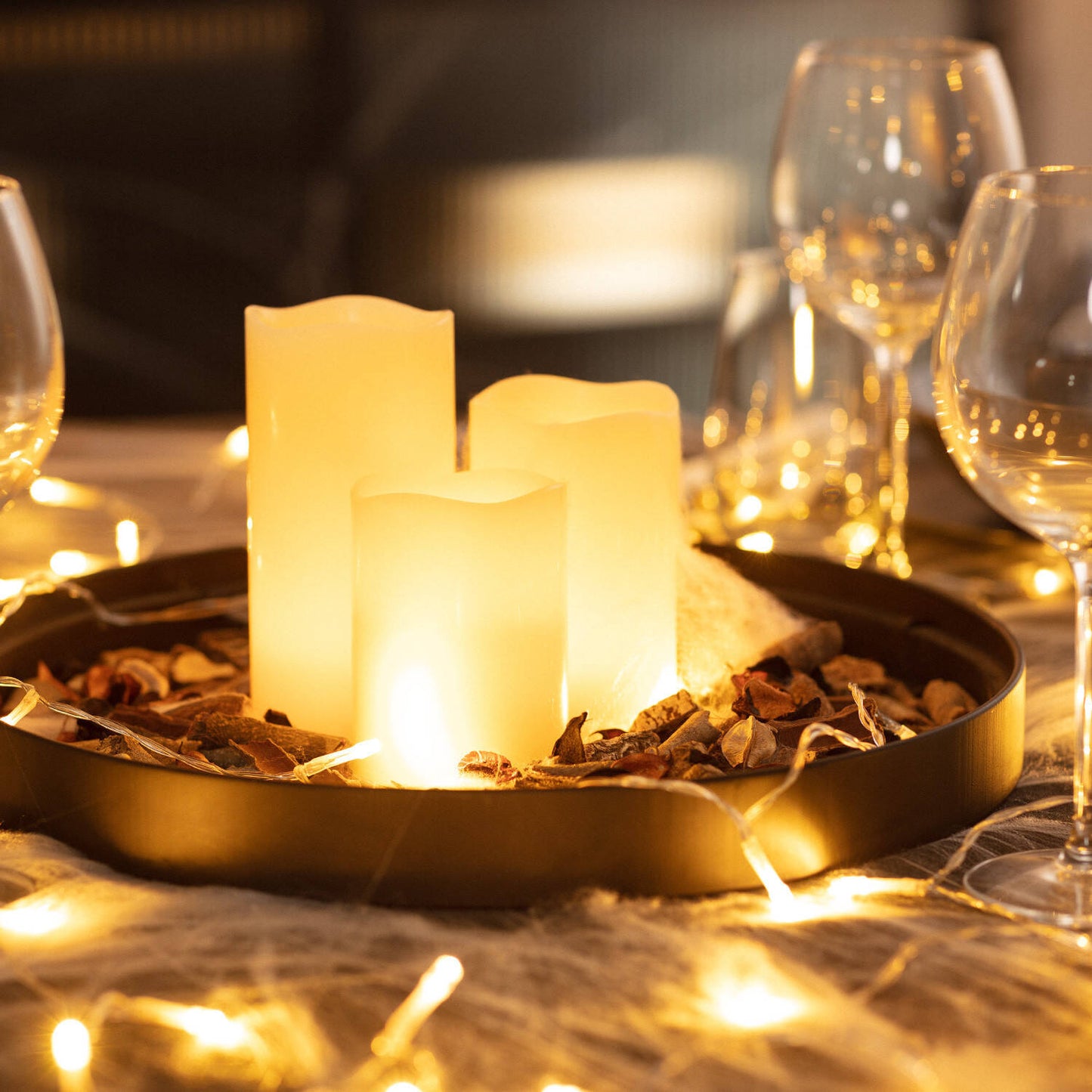 Pack de 3 Velas LED Cera Natural con Control Remoto