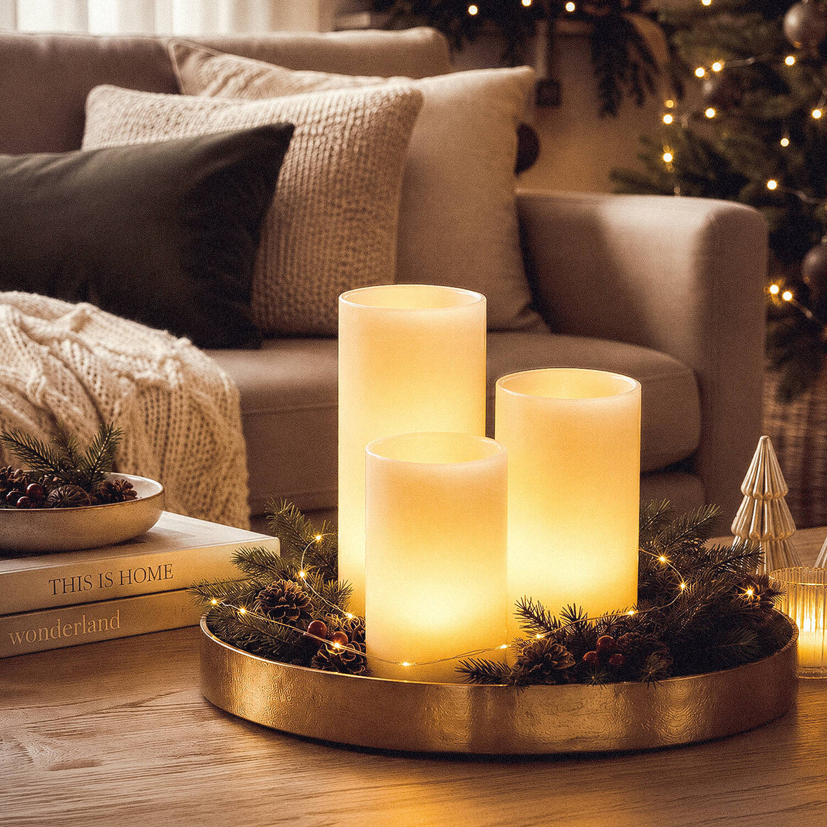Pack de 3 Velas LED Cera Natural con Control Remoto