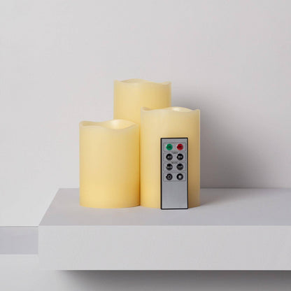 Pack de 3 Velas LED Cera Natural con Control Remoto