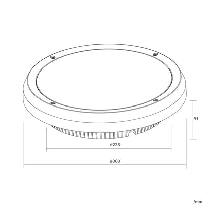 Plafón Circular para Exterior Ø300mm IP65 Curio Negro