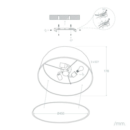 Plafón Circular Tela Ø450 mm Korsade