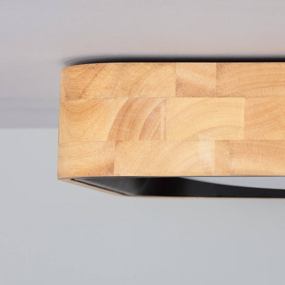 Plafón LED 15W Cuadrado Madera y Aluminio 370x370 mm CCT Seleccionable Dari