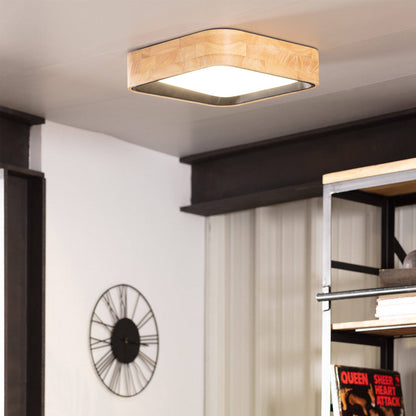 Plafón LED 15W Cuadrado Madera y Aluminio 370x370 mm CCT Seleccionable Dari