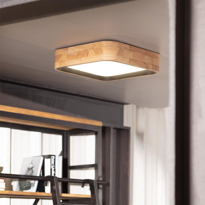 Plafón LED 15W Cuadrado Madera y Aluminio 370x370 mm CCT Seleccionable Dari