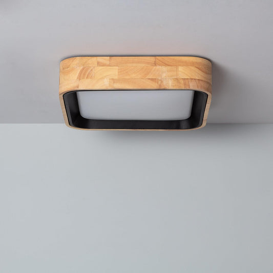 Plafón LED 15W Cuadrado Madera y Aluminio 370x370 mm CCT Seleccionable Dari