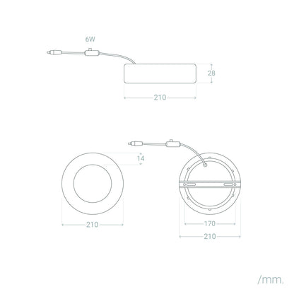 Plafón LED 18W Circular Aluminio Ø210 mm Slim CCT Seleccionable Galán SwitchDimm
