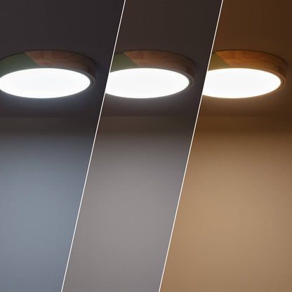 Plafón LED 18W Circular Madera y Aluminio Ø320 mm CCT Seleccionable Semi-Dari