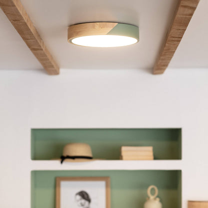 Plafón LED 18W Circular Madera y Aluminio Ø320 mm CCT Seleccionable Semi-Dari