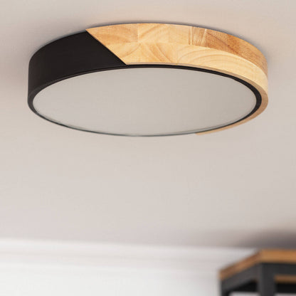 Plafón LED 18W Circular Madera y Aluminio Ø320 mm CCT Seleccionable Semi-Dari
