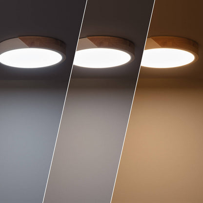 Plafón LED 18W Circular Madera y Aluminio Ø320 mm CCT Seleccionable Semi-Dari