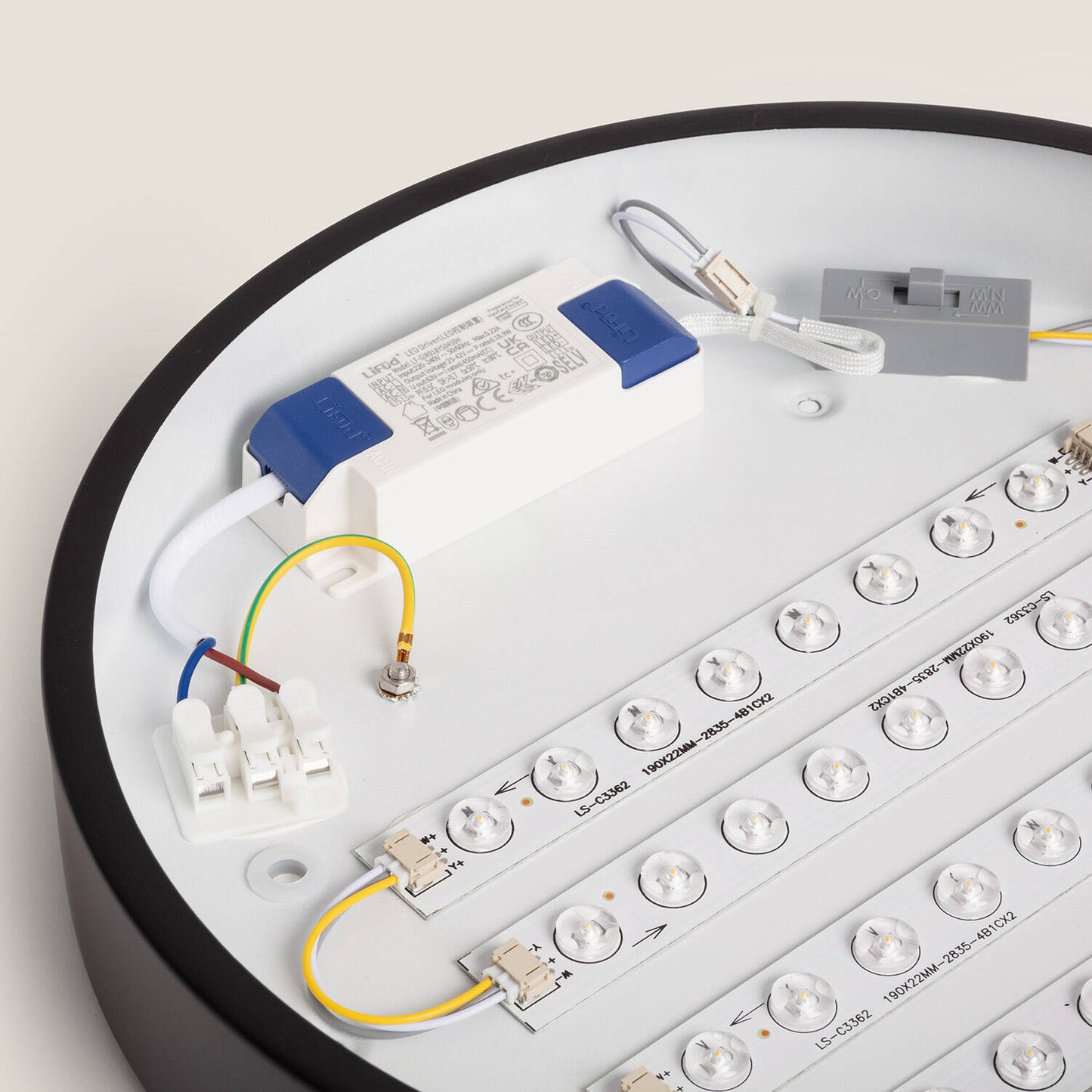 Plafón LED 18W Circular Madera y Aluminio Ø320 mm CCT Seleccionable Semi-Dari