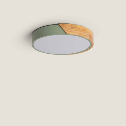 Plafón LED 18W Circular Madera y Aluminio Ø320 mm CCT Seleccionable Semi-Dari