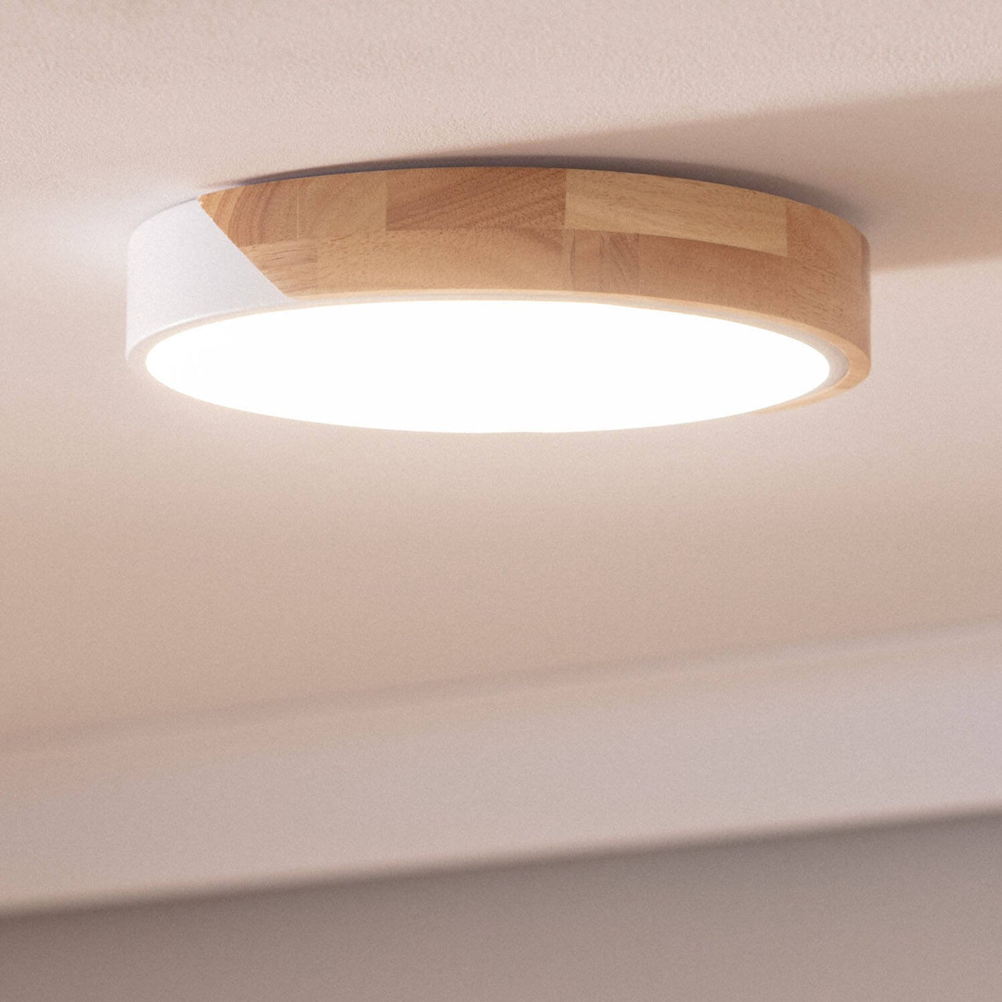 Plafón LED 18W Circular Madera y Aluminio Ø320 mm CCT Seleccionable Semi-Dari