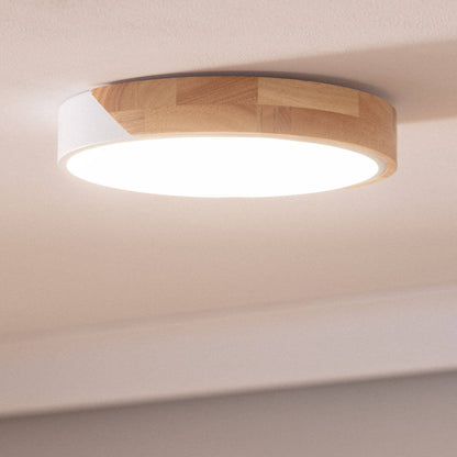 Plafón LED 18W Circular Madera y Aluminio Ø320 mm CCT Seleccionable Semi-Dari