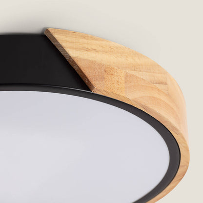Plafón LED 18W Circular Madera y Aluminio Ø320 mm CCT Seleccionable Semi-Dari