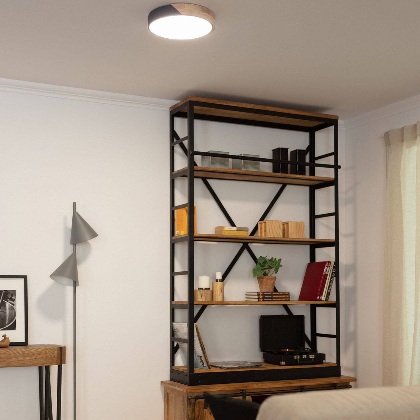 Plafón LED 18W Circular Madera y Aluminio Ø320 mm CCT Seleccionable Semi-Dari