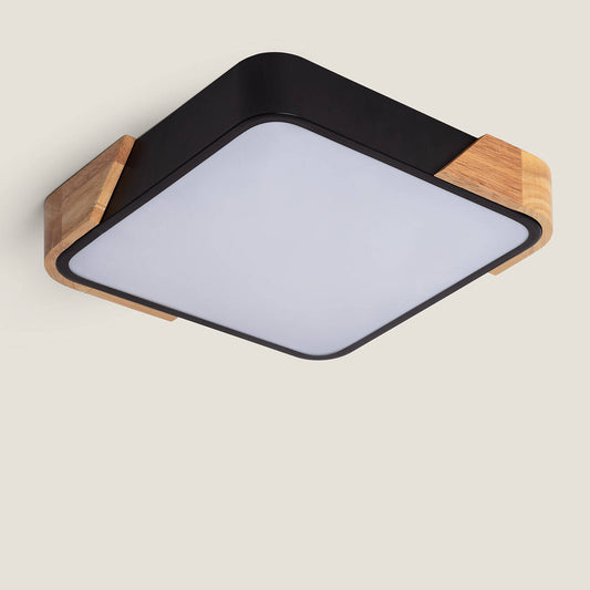 Plafón LED 18W Cuadrado Madera y Aluminio 325x325 mm CCT Seleccionable Semi-Dari