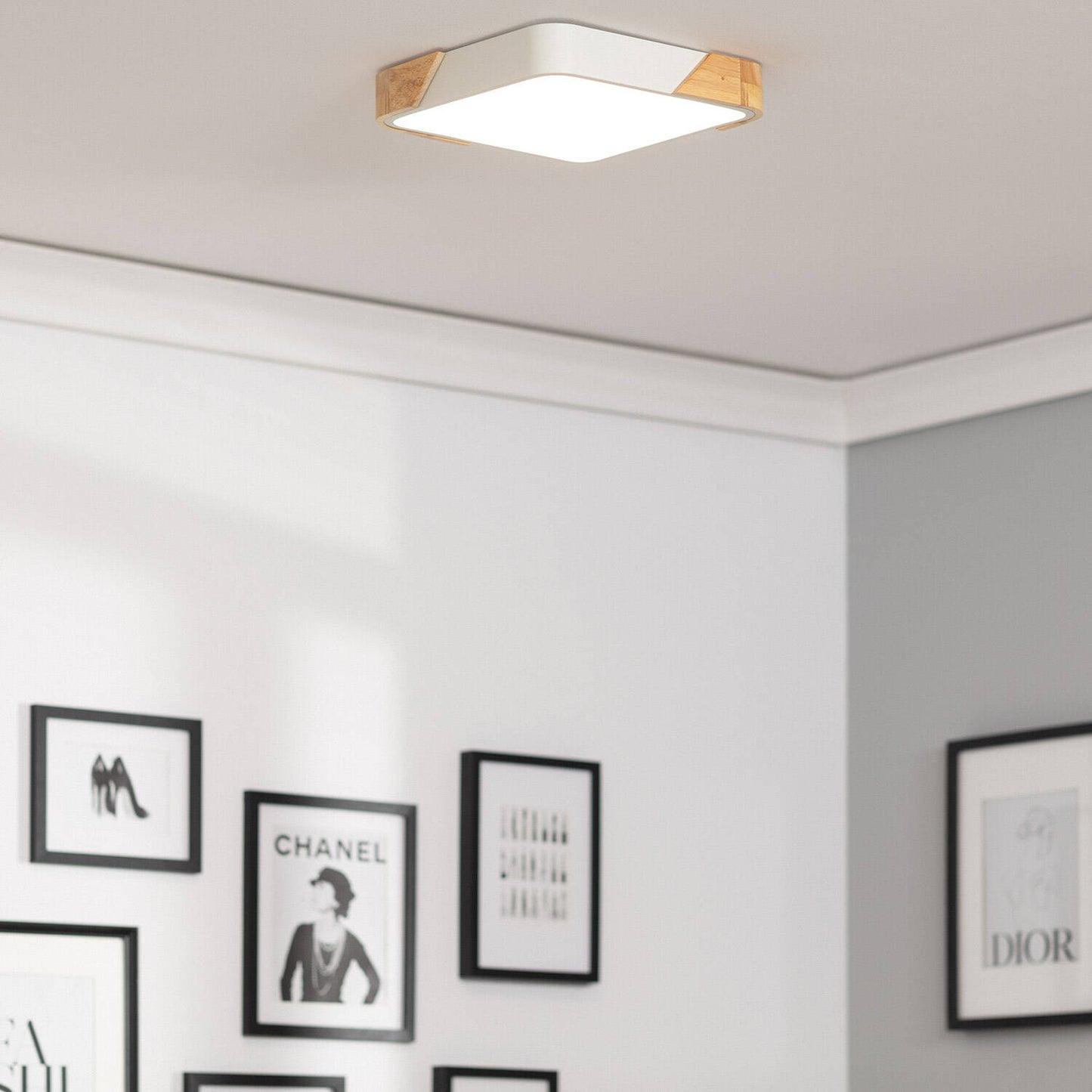 Plafón LED 18W Cuadrado Madera y Aluminio 325x325 mm CCT Seleccionable Semi-Dari