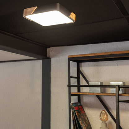 Plafón LED 18W Cuadrado Madera y Aluminio 325x325 mm CCT Seleccionable Semi-Dari