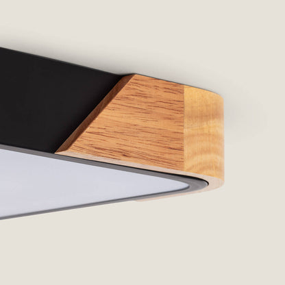 Plafón LED 18W Cuadrado Madera y Aluminio 325x325 mm CCT Seleccionable Semi-Dari