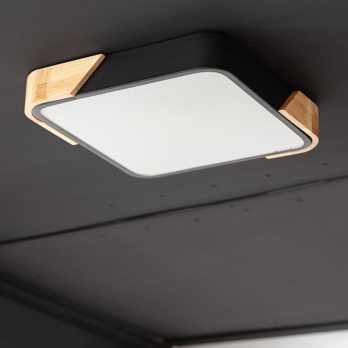 Plafón LED 18W Cuadrado Madera y Aluminio 325x325 mm CCT Seleccionable Semi-Dari