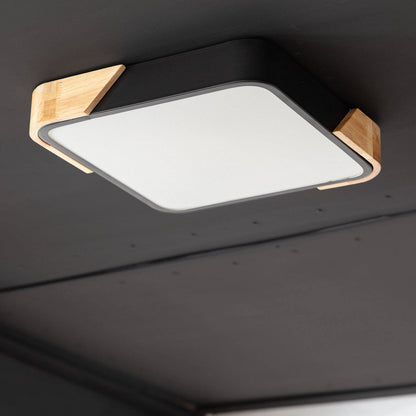 Plafón LED 18W Cuadrado Madera y Aluminio 325x325 mm CCT Seleccionable Semi-Dari