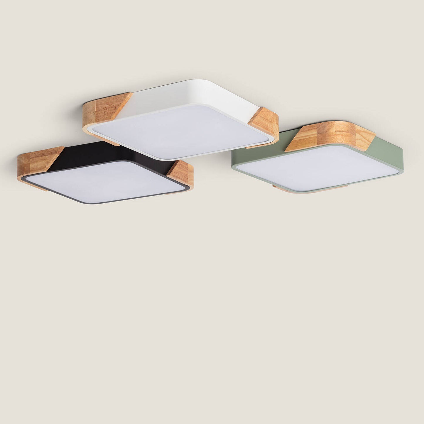 Plafón LED 18W Cuadrado Madera y Aluminio 325x325 mm CCT Seleccionable Semi-Dari