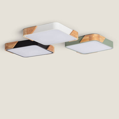 Plafón LED 18W Cuadrado Madera y Aluminio 325x325 mm CCT Seleccionable Semi-Dari