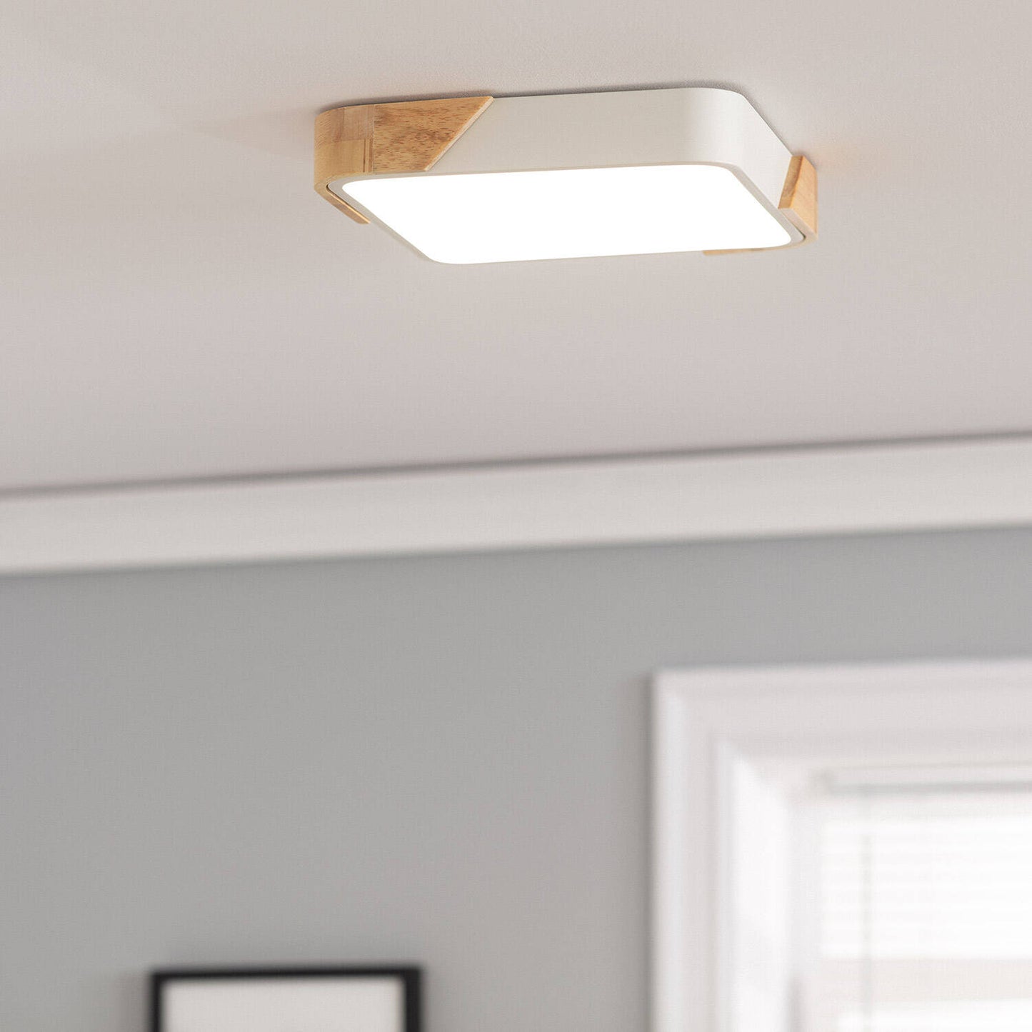 Plafón LED 18W Cuadrado Madera y Aluminio 325x325 mm CCT Seleccionable Semi-Dari