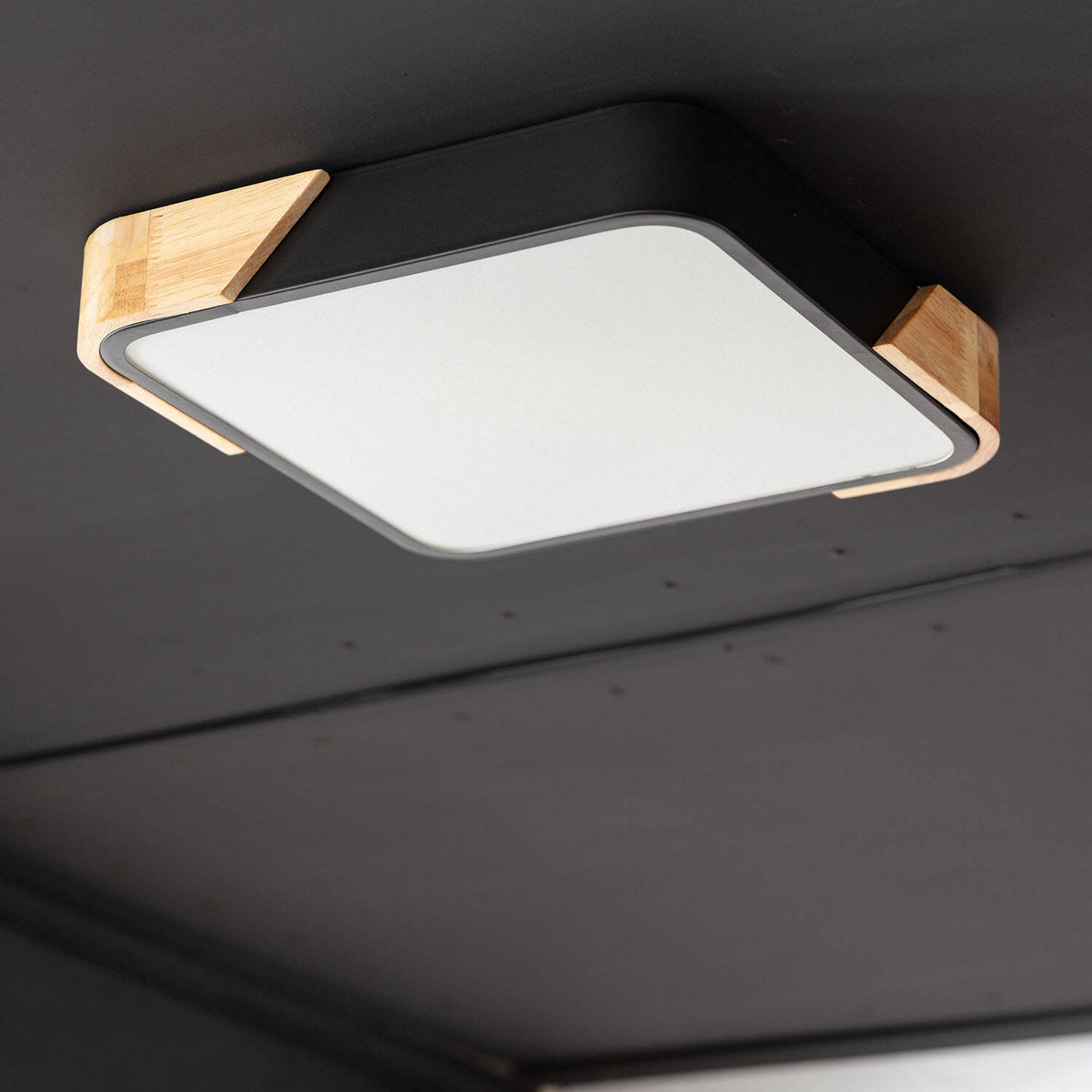 Plafón LED 18W Cuadrado Madera y Aluminio 325x325 mm CCT Seleccionable Semi-Dari