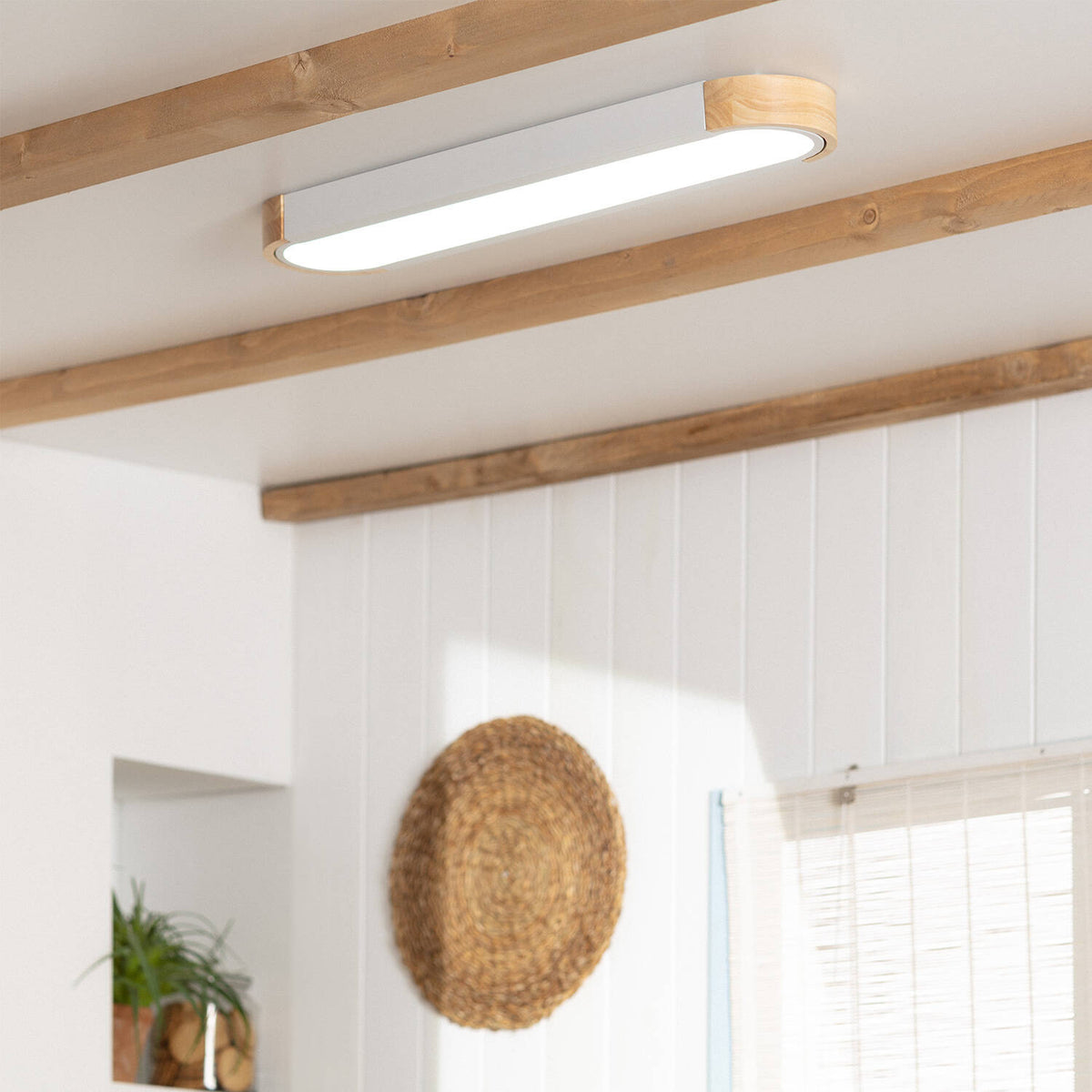Plafón LED 18W Madera y Aluminio 140x650 mm CCT Seleccionable Dari Lang