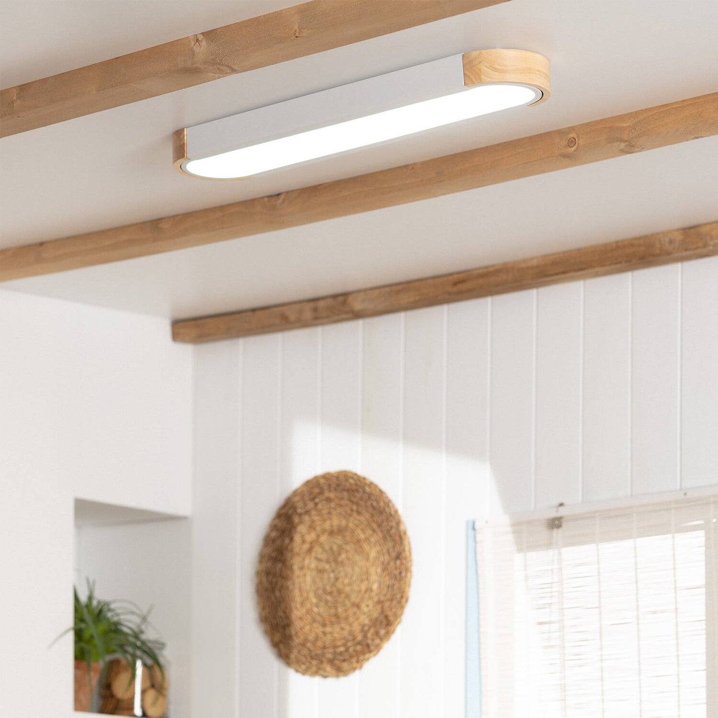 Plafón LED 18W Madera y Aluminio 140x650 mm CCT Seleccionable Dari Lang