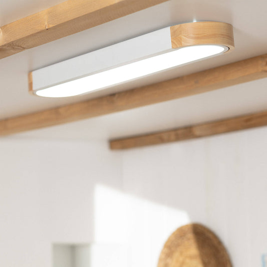 Plafón LED 18W Madera y Aluminio 140x650 mm CCT Seleccionable Dari Lang