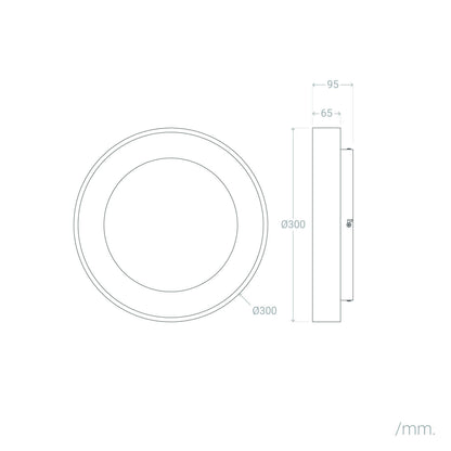 Plafón LED 20W Circular Aluminio Ø300 mm CCT Seleccionable Jacob