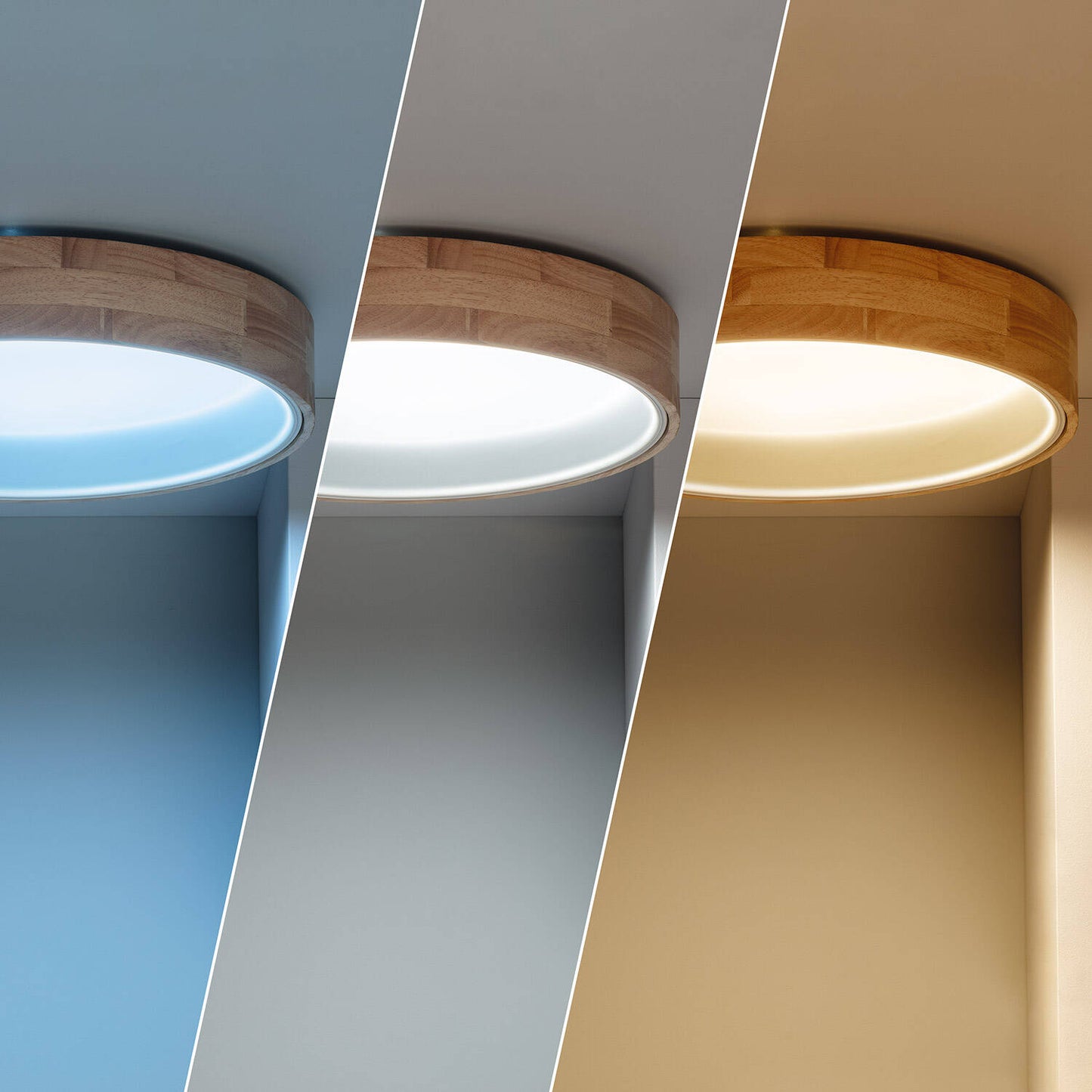 Plafón LED 20W Circular Madera y Aluminio Ø470 mm CCT Seleccionable Dari