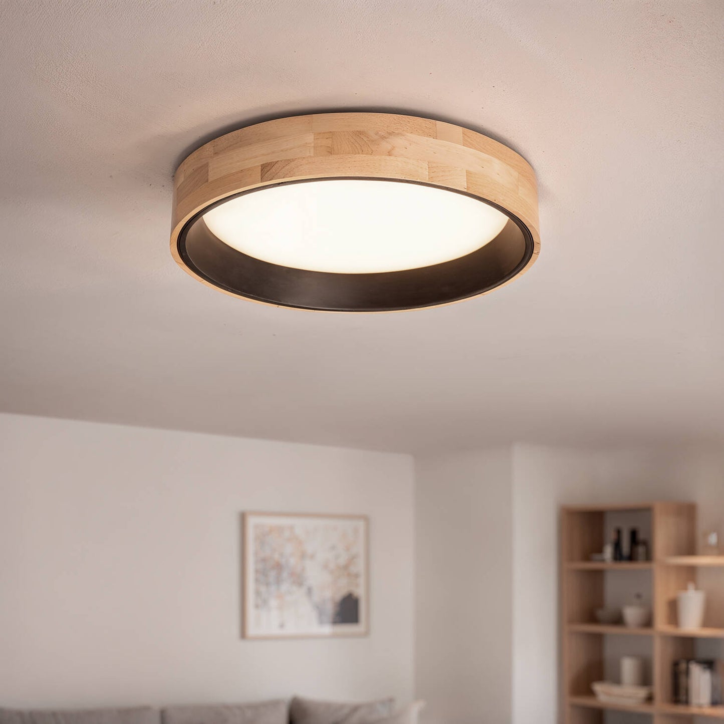 Plafón LED 20W Circular Madera y Aluminio Ø470 mm CCT Seleccionable Dari
