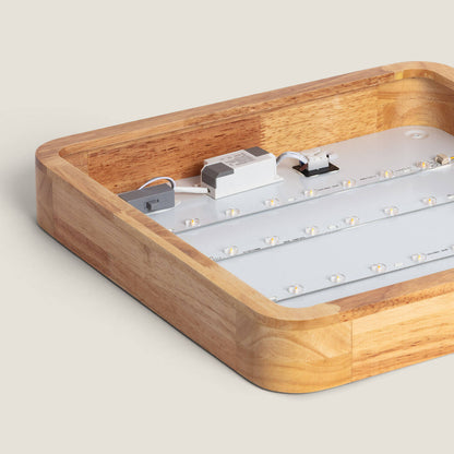 Plafón LED 20W Cuadrado Madera 400x400 mm CCT Seleccionable Kayu