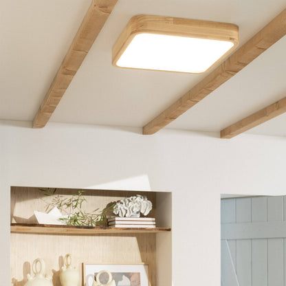 Plafón LED 20W Cuadrado Madera 400x400 mm CCT Seleccionable Kayu