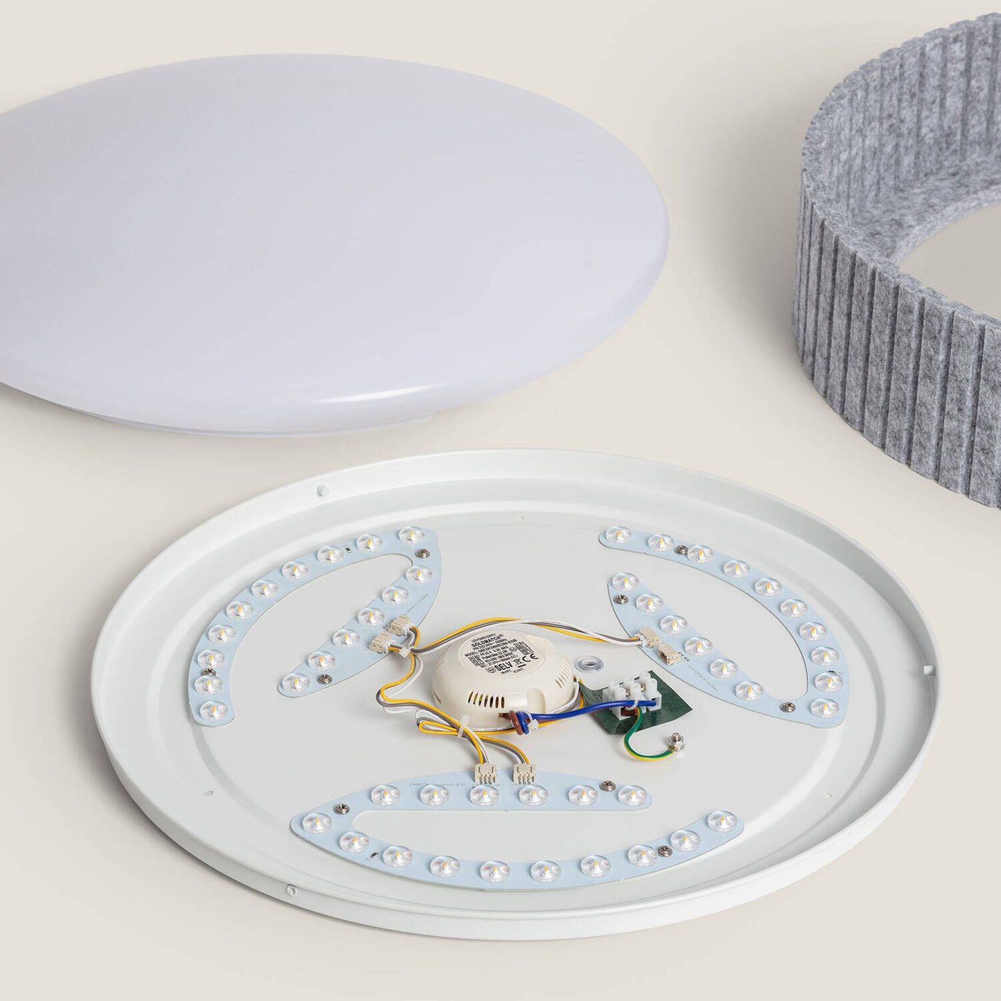 Plafón LED Acústico 24W Circular Fieltro Ø500 mm CCT Seleccionable Kaptyn