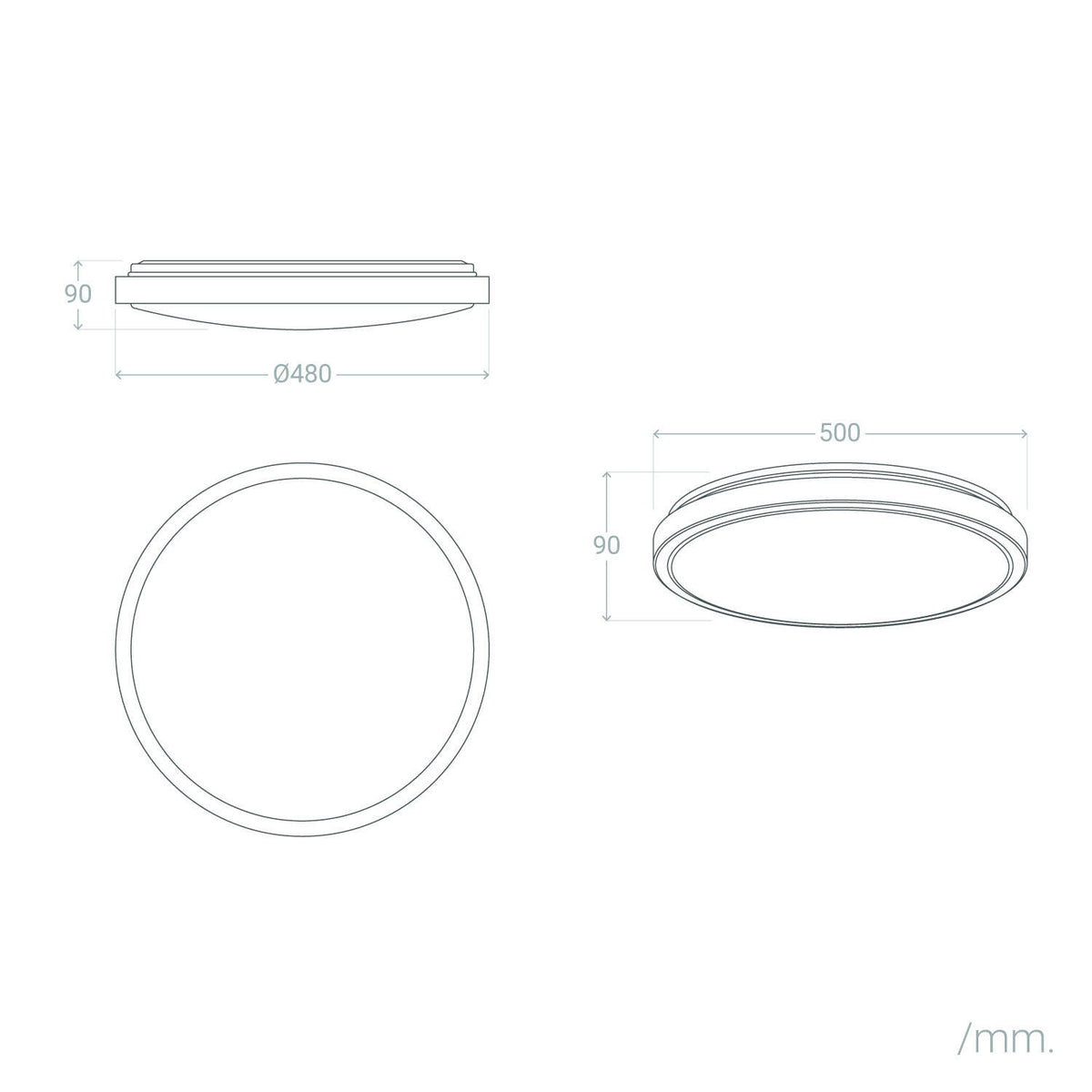 Plafón LED 24W Circular Metal Ø500 mm CCT Seleccionable Bari