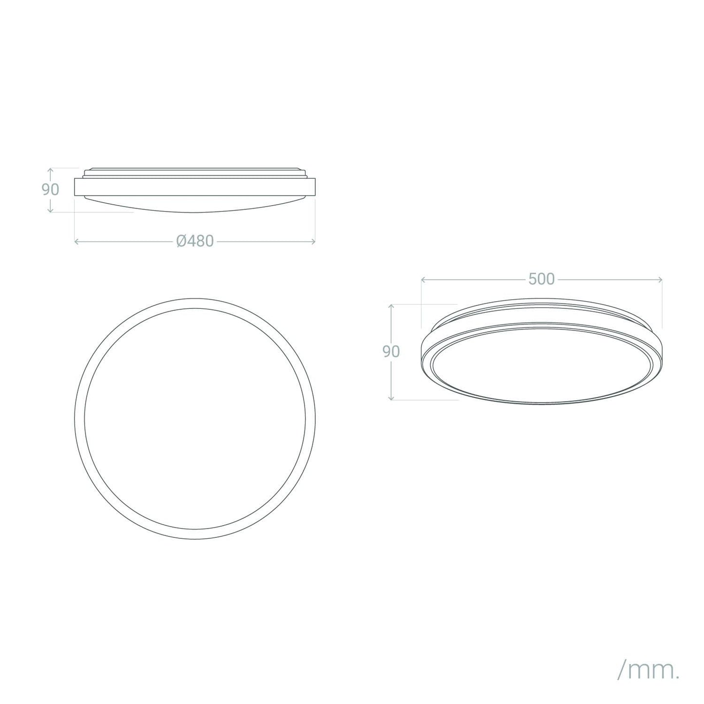 Plafón LED 24W Circular Metal Ø500 mm CCT Seleccionable Bari