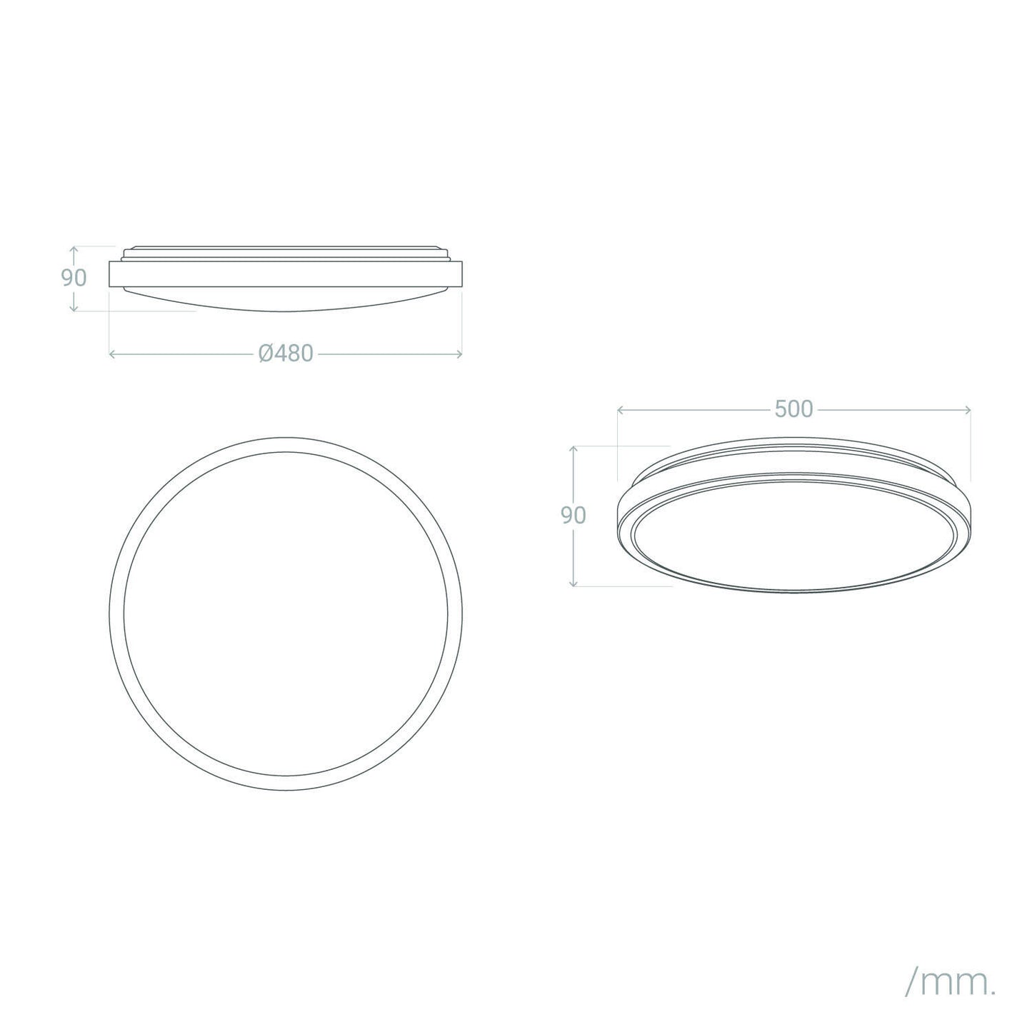 Plafón LED 24W Circular Metal Ø500 mm CCT Seleccionable Bari